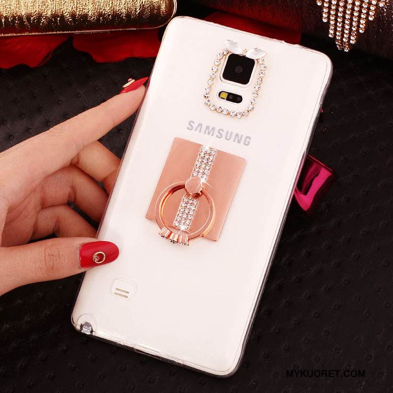 Kuori Samsung Galaxy Note 4 Strassi Rengas Valkoinen, Kotelo Samsung Galaxy Note 4 Suojaus Uusi Ohut