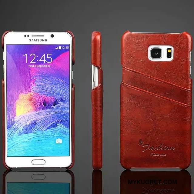 Kuori Samsung Galaxy Note 5 Nahka Takakansi Persoonallisuus, Kotelo Samsung Galaxy Note 5 Suojaus Kortti Sininen