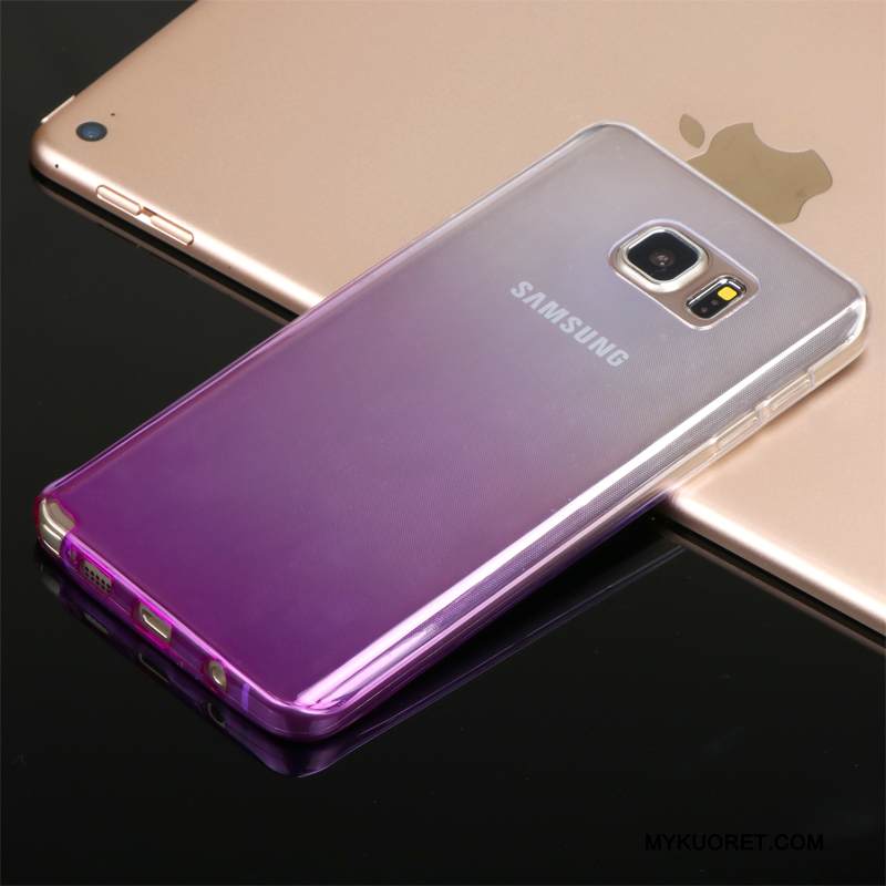 Kuori Samsung Galaxy Note 5 Silikoni Violetti Kevyt, Kotelo Samsung Galaxy Note 5 Suojaus Läpinäkyvä Puhelimen Kuoret