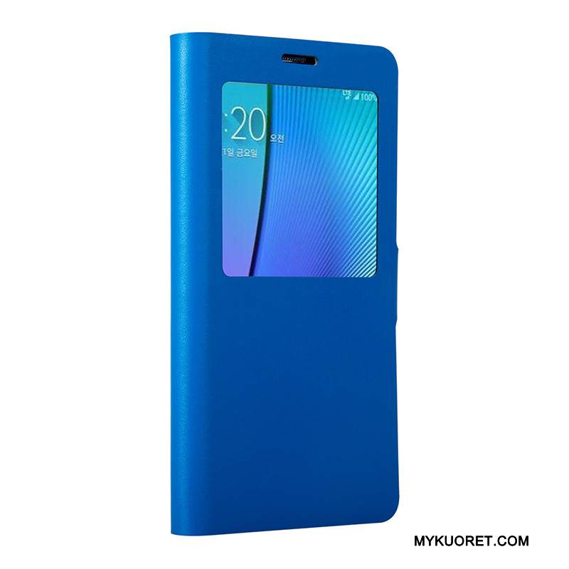 Kuori Samsung Galaxy Note 5 Suojaus Puhelimen Kuoret Sininen, Kotelo Samsung Galaxy Note 5 Nahka