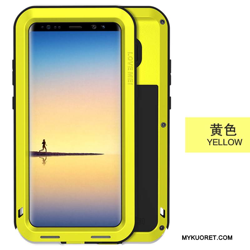Kuori Samsung Galaxy Note 8 Metalli Keltainen Murtumaton, Kotelo Samsung Galaxy Note 8 Laukut Puhelimen Kuoret Kolme Puolustusta