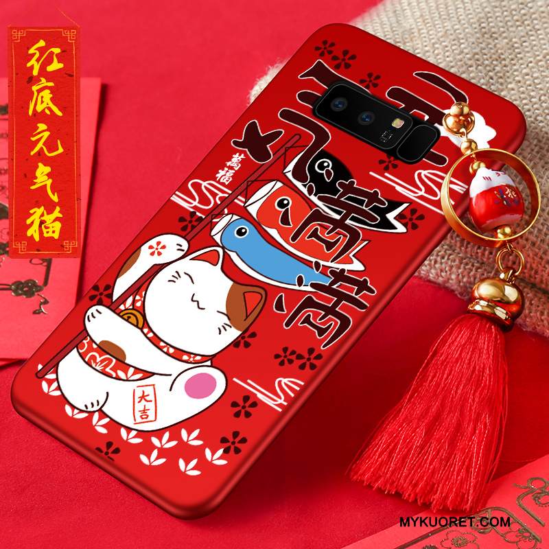 Kuori Samsung Galaxy Note 8 Sarjakuva Murtumaton Punainen, Kotelo Samsung Galaxy Note 8 Suojaus Pesty Suede Persoonallisuus