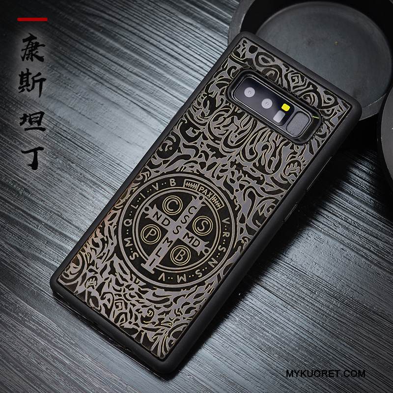 Kuori Samsung Galaxy Note 8 Silikoni Musta Murtumaton, Kotelo Samsung Galaxy Note 8 Ylellisyys Kiinalainen Tyyli Puhelimen Kuoret