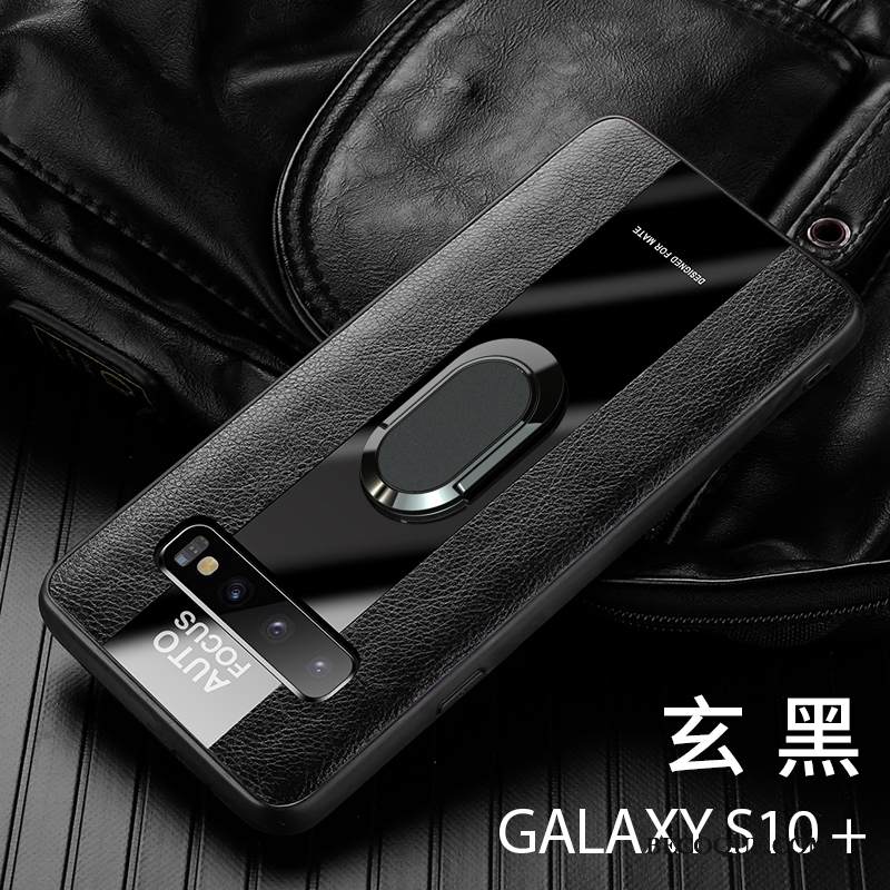 Kuori Samsung Galaxy S10+ Laukut Ohut Ylellisyys, Kotelo Samsung Galaxy S10+ Nahka Sininen Rengas