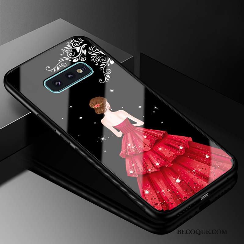 Kuori Samsung Galaxy S10e Laukut Sideharso Punainen, Kotelo Samsung Galaxy S10e Suojaus Kova Lasi