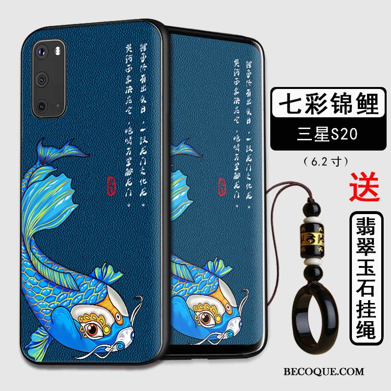 Kuori Samsung Galaxy S20 Silikoni Murtumaton Kiinalainen Tyyli, Kotelo Samsung Galaxy S20 Pehmeä Neste Pesty Suede Sininen