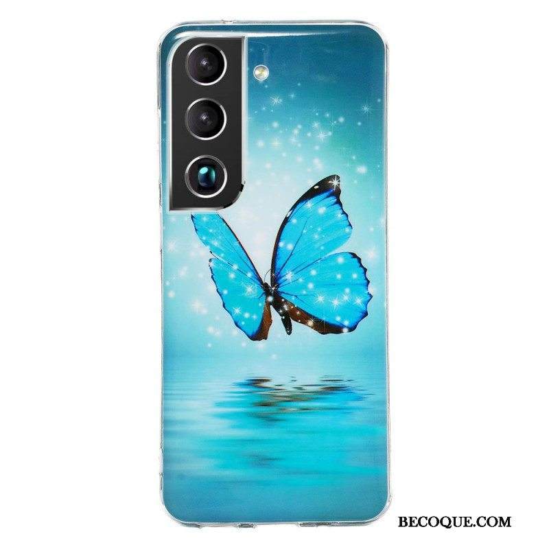 Kuori Samsung Galaxy S22 Plus 5G Fluoresoivat Siniset Perhoset
