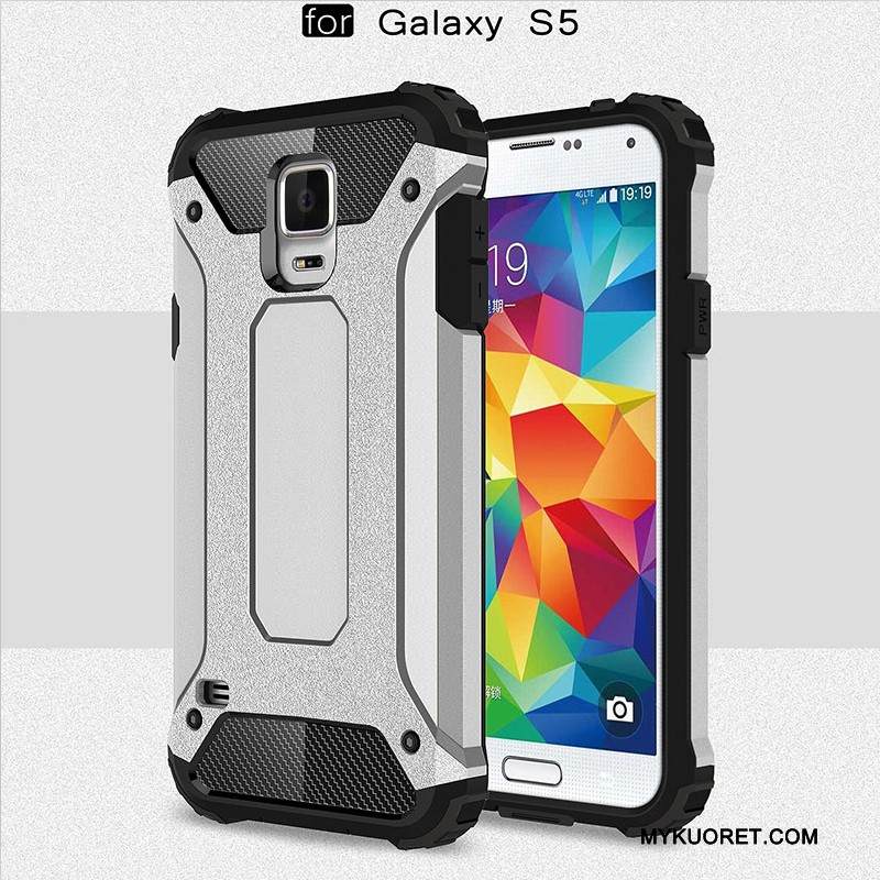 Kuori Samsung Galaxy S5 Laukut Pesty Suede Puhelimen Kuoret, Kotelo Samsung Galaxy S5 Suojaus Hopea Murtumaton