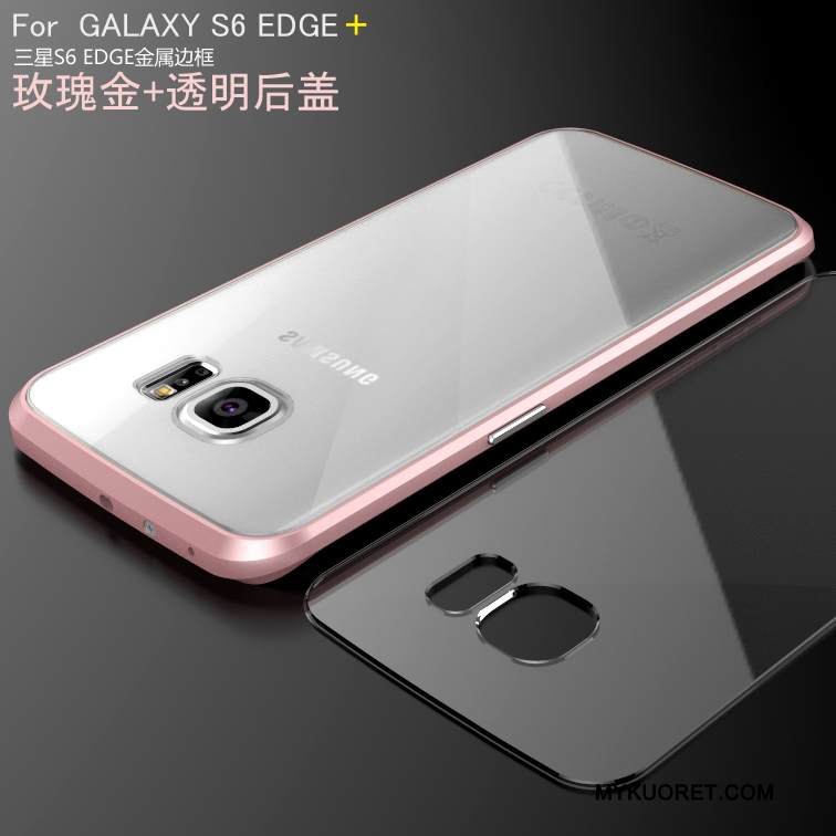 Kuori Samsung Galaxy S6 Edge + Metalli Hopea Kehys, Kotelo Samsung Galaxy S6 Edge + Suojaus Puhelimen Kuoret Takakansi