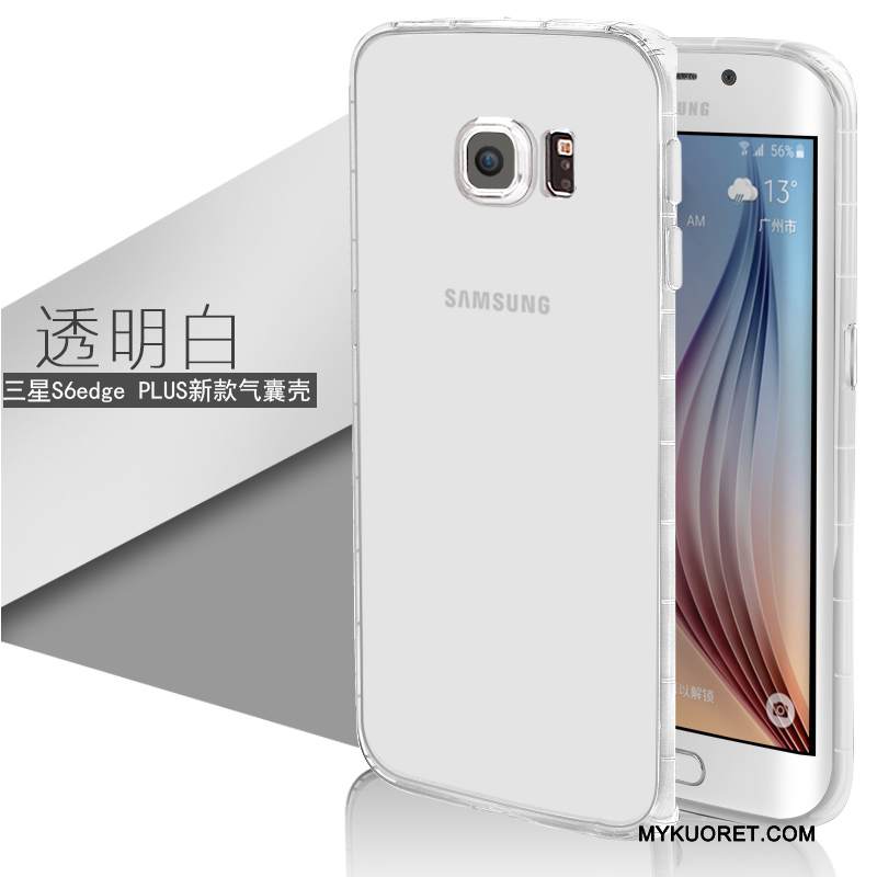 Kuori Samsung Galaxy S6 Edge + Pehmeä Neste Läpinäkyvä Puhelimen Kuoret, Kotelo Samsung Galaxy S6 Edge + Suojaus Ultra Valkoinen
