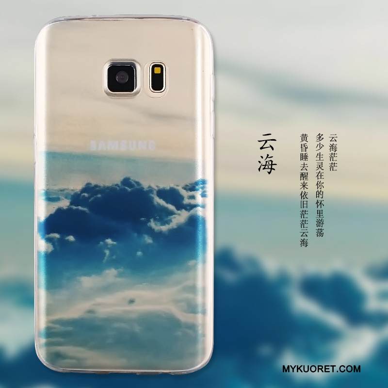 Kuori Samsung Galaxy S6 Edge + Pehmeä Neste Sininen Puhelimen Kuoret, Kotelo Samsung Galaxy S6 Edge + Suojaus