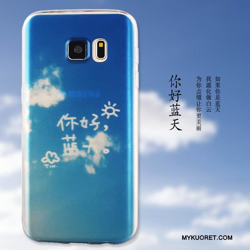 Kuori Samsung Galaxy S6 Edge + Pehmeä Neste Sininen Puhelimen Kuoret, Kotelo Samsung Galaxy S6 Edge + Suojaus