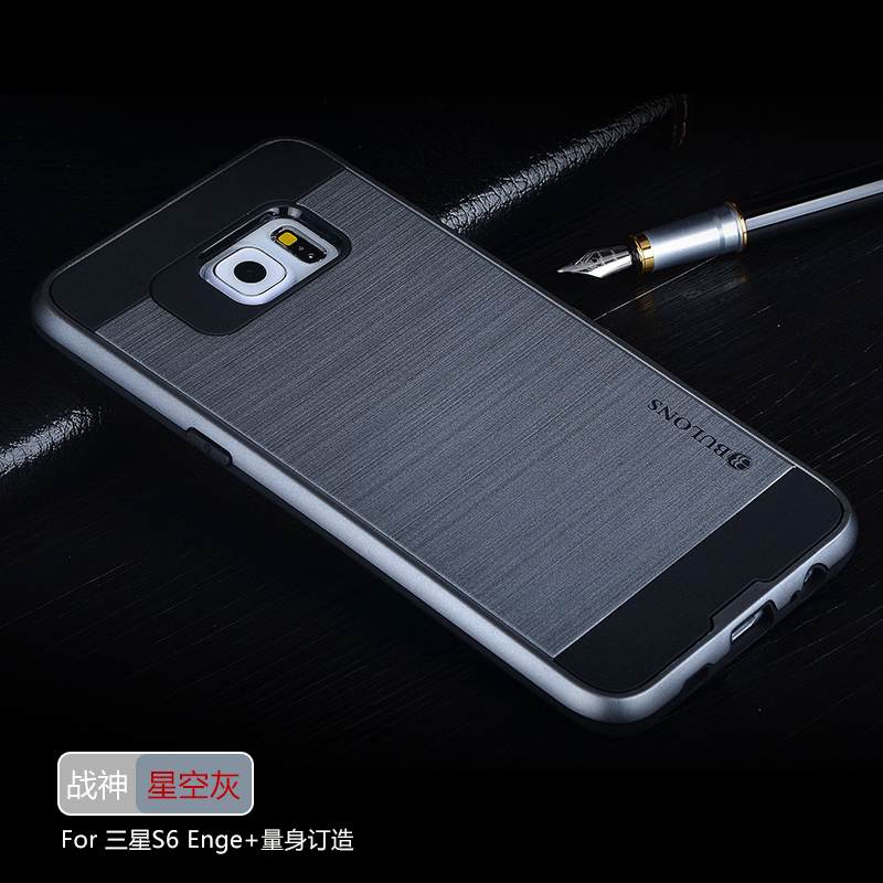 Kuori Samsung Galaxy S6 Edge + Silikoni Harmaa Hopea, Kotelo Samsung Galaxy S6 Edge + Suojaus Murtumaton Puhelimen Kuoret
