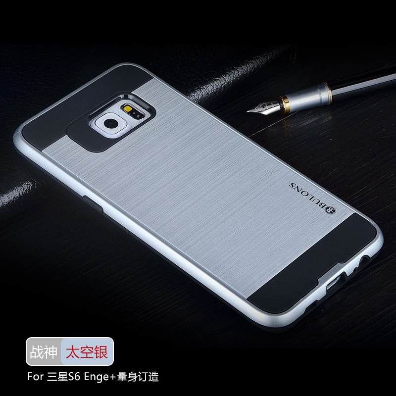 Kuori Samsung Galaxy S6 Edge + Silikoni Harmaa Hopea, Kotelo Samsung Galaxy S6 Edge + Suojaus Murtumaton Puhelimen Kuoret
