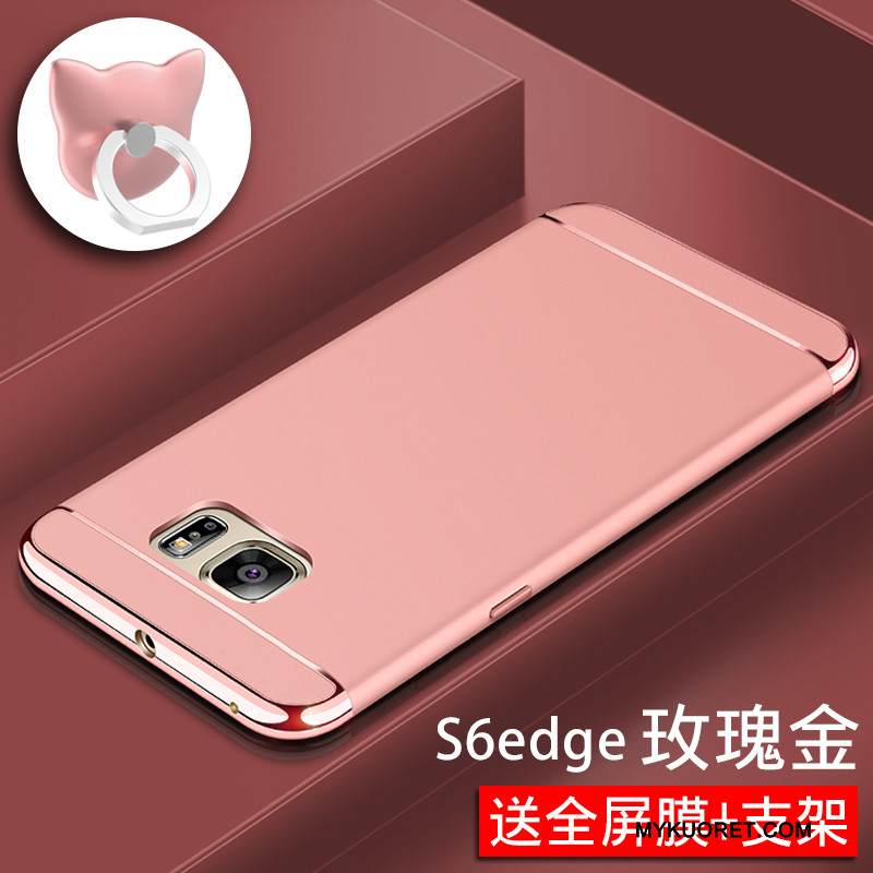 Kuori Samsung Galaxy S6 Edge Suojaus Kova Pesty Suede, Kotelo Samsung Galaxy S6 Edge Puhelimen Kuoret Punainen