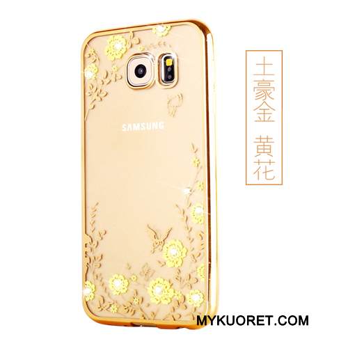 Kuori Samsung Galaxy S6 Edge + Suojaus Kulta Puhelimen Kuoret, Kotelo Samsung Galaxy S6 Edge + Pehmeä Neste Rengas