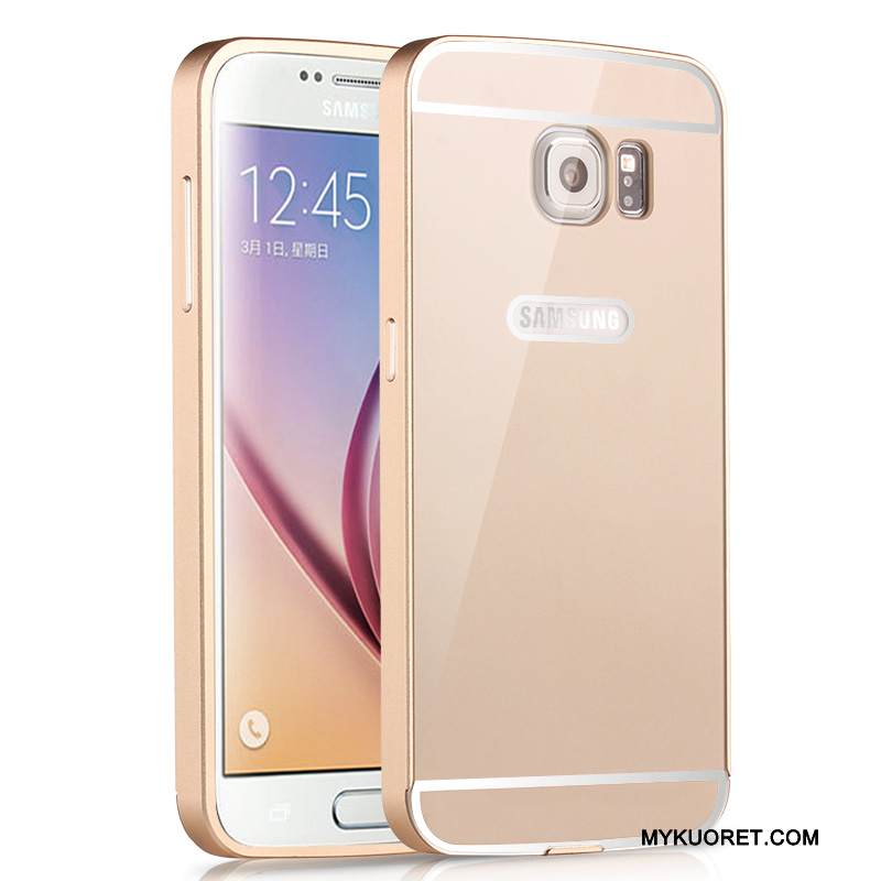 Kuori Samsung Galaxy S6 Metalli Puhelimen Kuoret Takakansi, Kotelo Samsung Galaxy S6 Kehys Keltainen