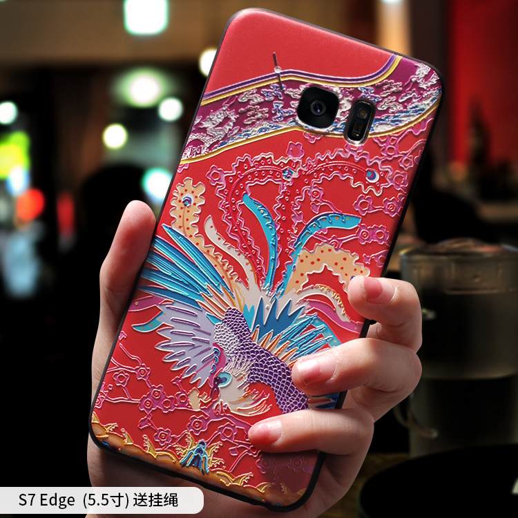 Kuori Samsung Galaxy S7 Edge Laukut Punainen Persoonallisuus, Kotelo Samsung Galaxy S7 Edge Luova Rakastunut Trendi