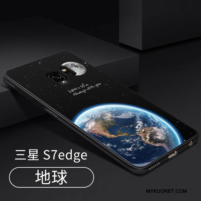 Kuori Samsung Galaxy S7 Edge Tuki Ripustettavat Koristeet Murtumaton, Kotelo Samsung Galaxy S7 Edge Luova Puhelimen Kuoret Musta