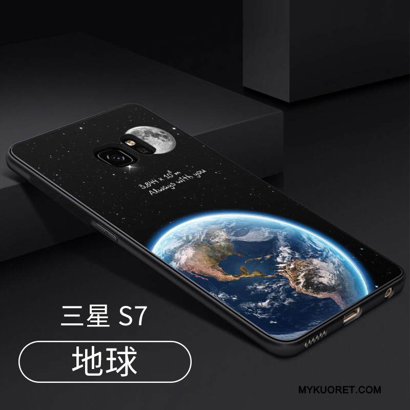 Kuori Samsung Galaxy S7 Silikoni Ripustettavat Koristeet Puhelimen Kuoret, Kotelo Samsung Galaxy S7 Tuki Murtumaton Musta