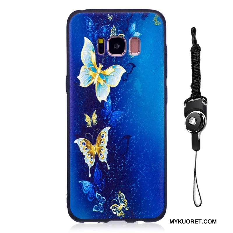 Kuori Samsung Galaxy S8+ Sarjakuva Sininen Pesty Suede, Kotelo Samsung Galaxy S8+ Pehmeä Neste Puhelimen Kuoret