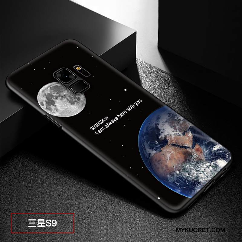 Kuori Samsung Galaxy S9 Kohokuviointi Pesty Suede Musta, Kotelo Samsung Galaxy S9 Suojaus Muokata Malli