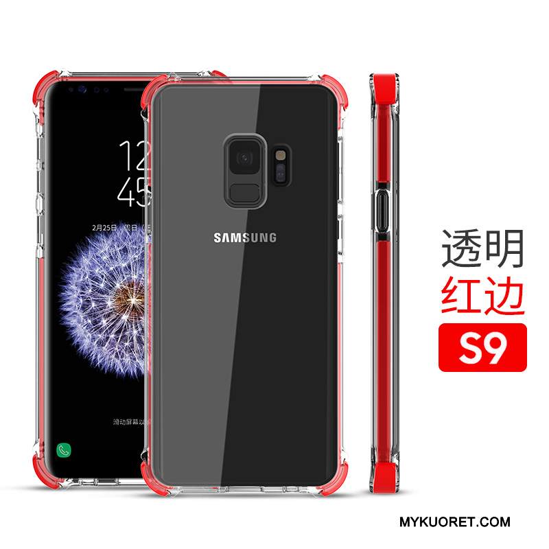 Kuori Samsung Galaxy S9 Laukut Läpinäkyvä Punainen, Kotelo Samsung Galaxy S9 Silikoni Uusi Murtumaton