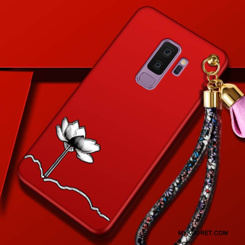 Kuori Samsung Galaxy S9+ Laukut Punainen Murtumaton, Kotelo Samsung Galaxy S9+ Suojaus Persoonallisuus Kukka