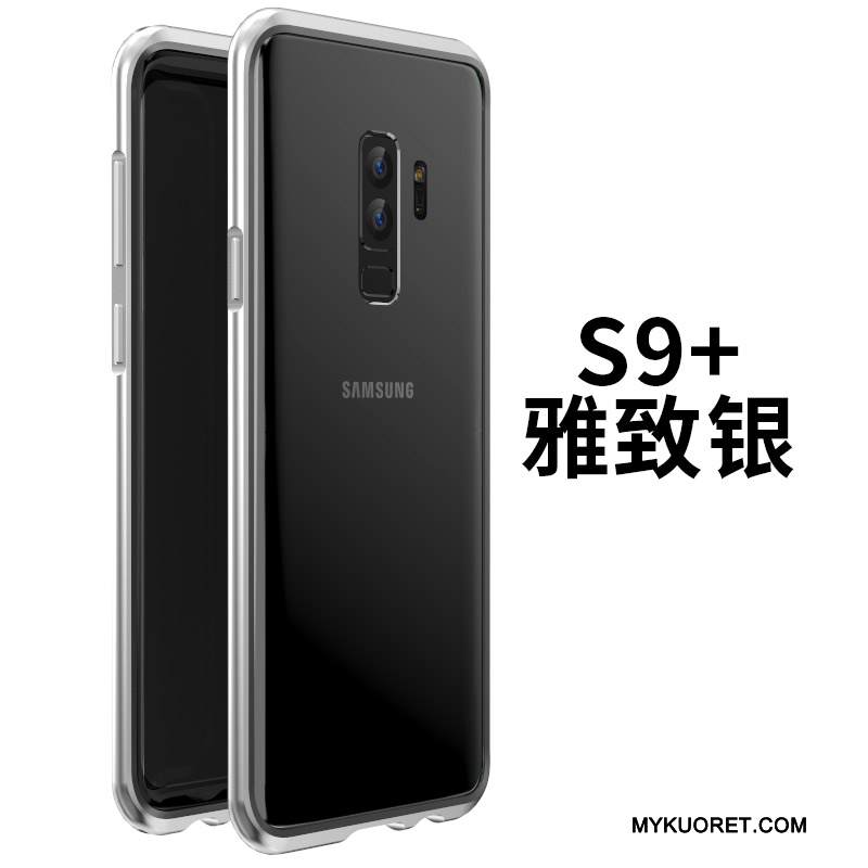 Kuori Samsung Galaxy S9+ Suojaus Puhelimen Kuoret Lasi, Kotelo Samsung Galaxy S9+ Laukut Kehys Sininen