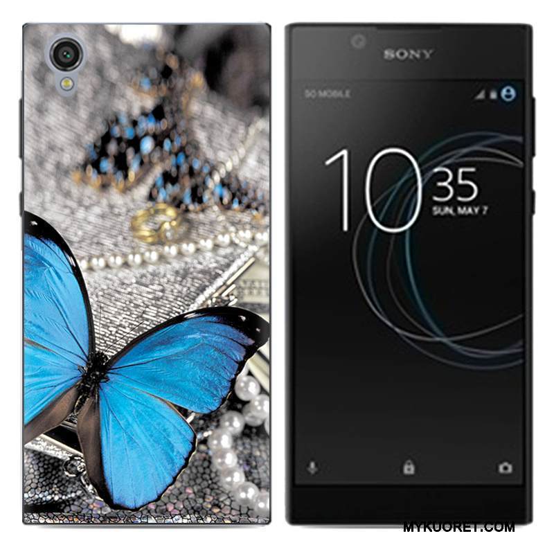 Kuori Sony Xperia L1 Sarjakuva Valkoinen Trendi, Kotelo Sony Xperia L1 Pehmeä Neste Pu Ultra