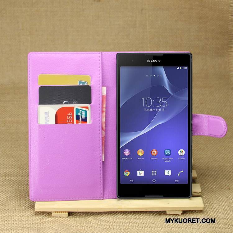 Kuori Sony Xperia T3 Nahka Puhelimen Kuoret Violetti, Kotelo Sony Xperia T3 Suojaus