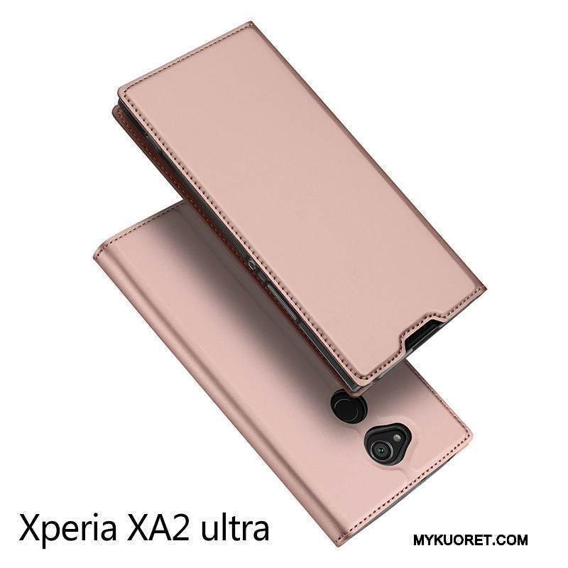 Kuori Sony Xperia Xa2 Ultra Nahka Murtumaton Trendi, Kotelo Sony Xperia Xa2 Ultra Laukut Kortti Kulta