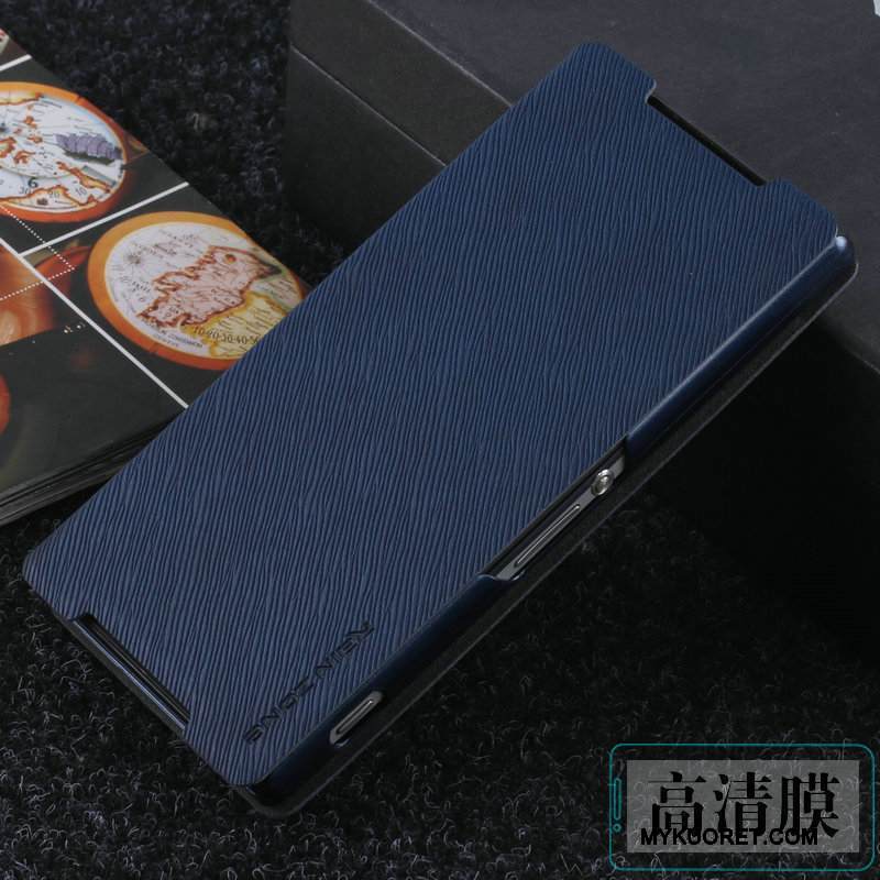 Kuori Sony Xperia Z2 Kuoret Liiketoiminta Puhelimen Kuoret, Kotelo Sony Xperia Z2 Nahka Tummansininen Murtumaton