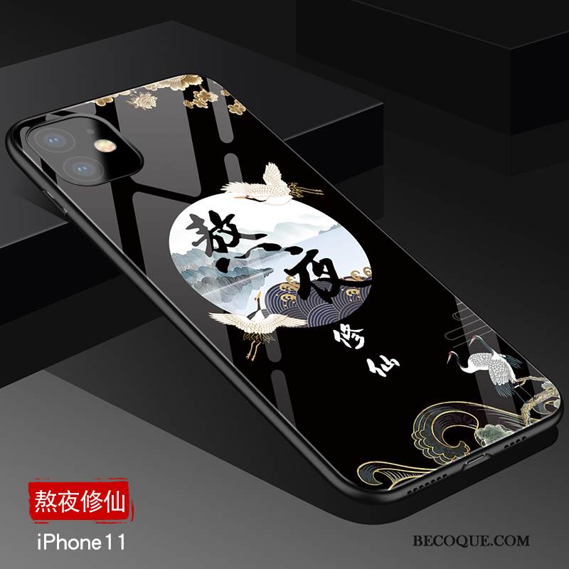 Kuori iPhone 11 Laukut Puhelimen Kuoret Musta, Kotelo iPhone 11 Silikoni Persoonallisuus Lasi
