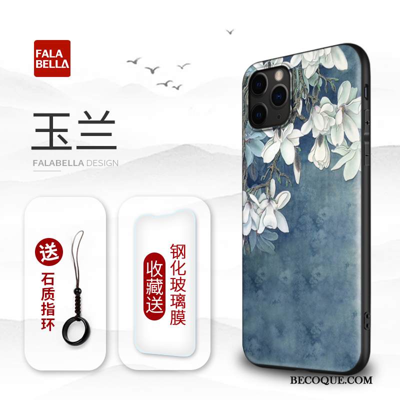 Kuori iPhone 11 Pro Max Luova Murtumaton Uusi, Kotelo iPhone 11 Pro Max Kohokuviointi Sininen Kiinalainen Tyyli