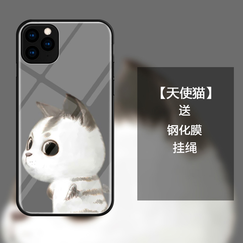 Kuori iPhone 11 Pro Suojaus Kissa Ripustettavat Koristeet, Kotelo iPhone 11 Pro Laukut Murtumaton Valkoinen