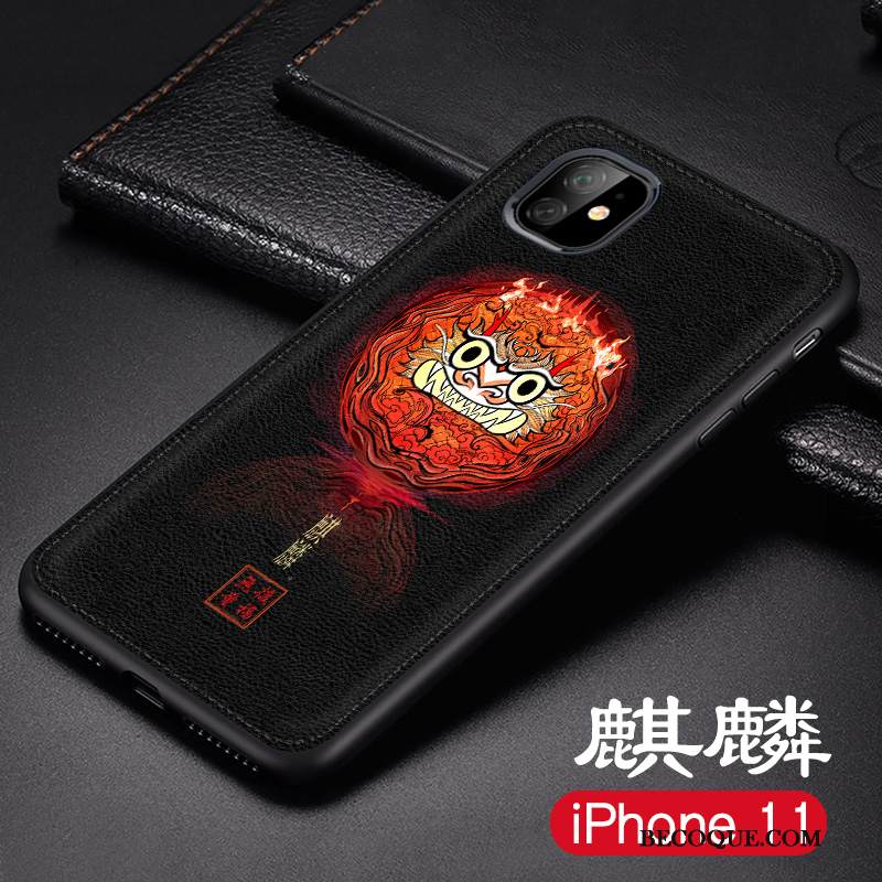Kuori iPhone 11 Suojaus Sininen Puhelimen Kuoret, Kotelo iPhone 11 Nahka Kiinalainen Tyyli Pesty Suede