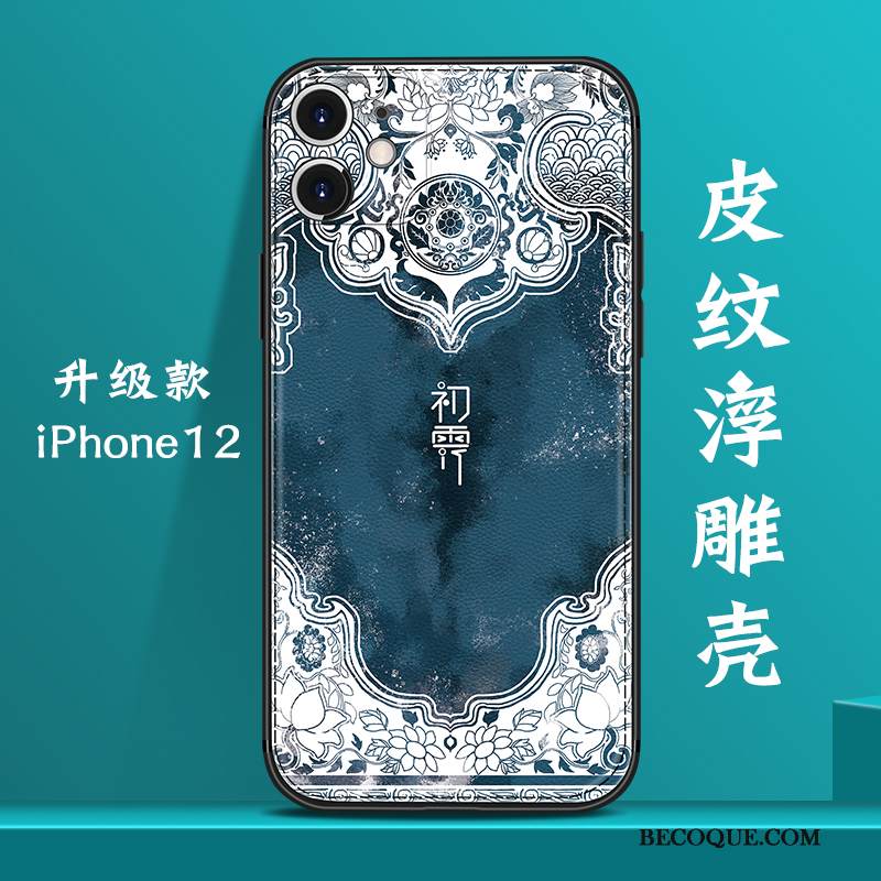Kuori iPhone 12 Laukut Kiinalainen Tyyli Persoonallisuus, Kotelo iPhone 12 Nahka Kukkakuvio Uusi