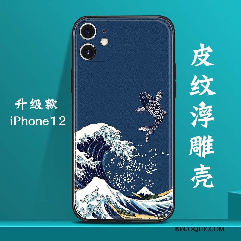 Kuori iPhone 12 Laukut Kiinalainen Tyyli Persoonallisuus, Kotelo iPhone 12 Nahka Kukkakuvio Uusi