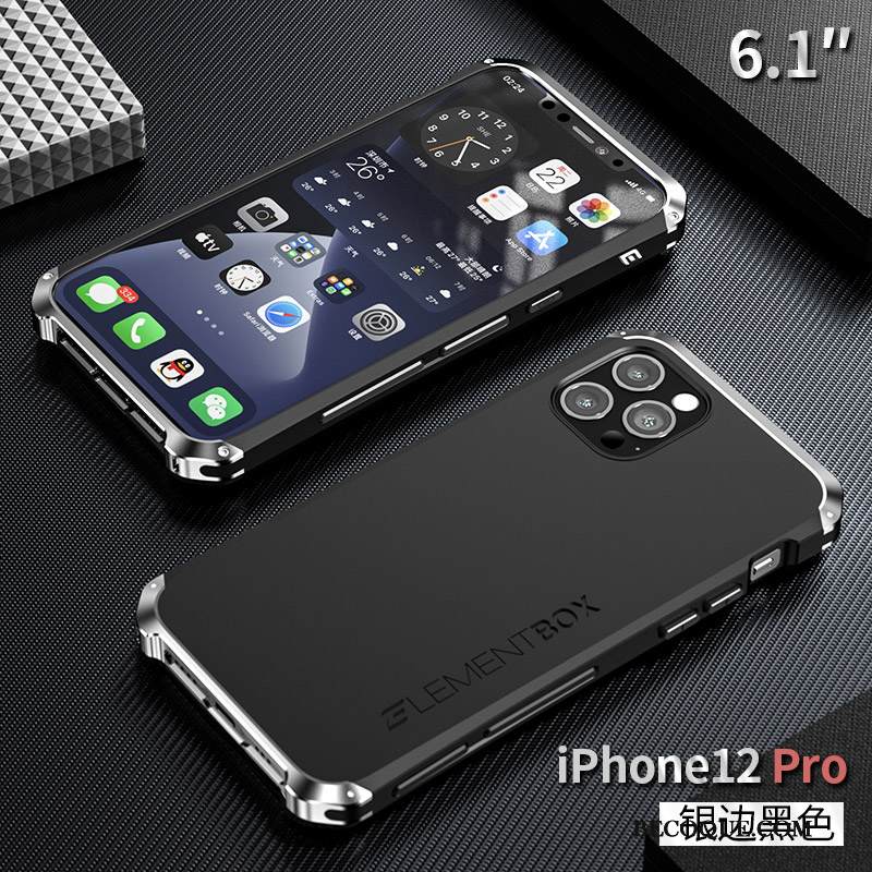 Kuori iPhone 12 Pro Laukut Sininen Kehys, Kotelo iPhone 12 Pro Metalli Puhelimen Kuoret Murtumaton