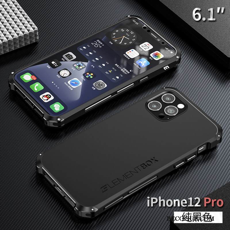 Kuori iPhone 12 Pro Laukut Sininen Kehys, Kotelo iPhone 12 Pro Metalli Puhelimen Kuoret Murtumaton