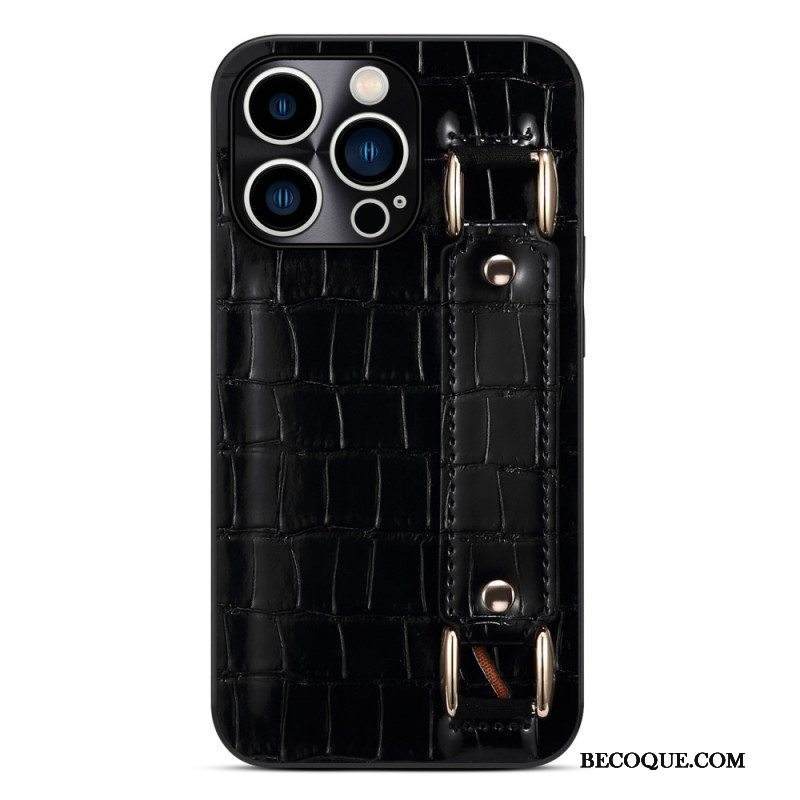Kuori iPhone 14 Pro Max Korttipidike Croco-tukihihnalla