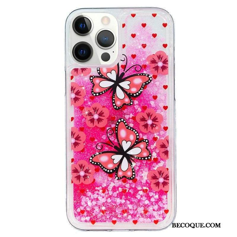 Kuori iPhone 15 Pro Max Perhoset Glitter