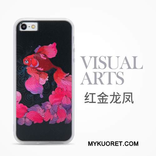 Kuori iPhone 5/5s Laukut Murtumaton Kiinalainen Tyyli, Kotelo iPhone 5/5s Suojaus Trendi Punainen