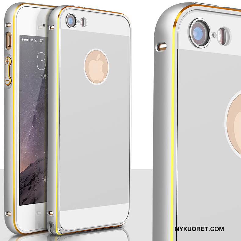Kuori iPhone 5/5s Metalli Kulta Takakansi, Kotelo iPhone 5/5s Suojaus Puhelimen Kuoret Kehys