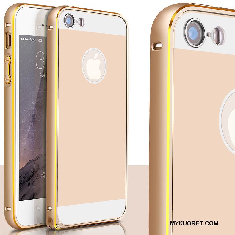 Kuori iPhone 5/5s Metalli Kulta Takakansi, Kotelo iPhone 5/5s Suojaus Puhelimen Kuoret Kehys
