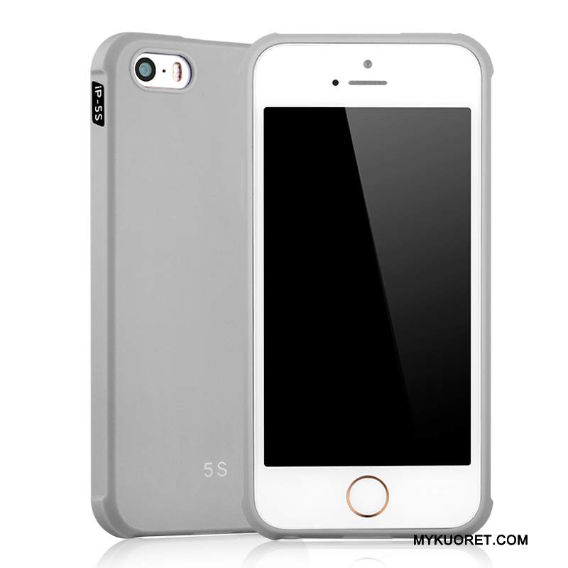 Kuori iPhone 5/5s Silikoni Vaalean Pesty Suede, Kotelo iPhone 5/5s Suojaus Harmaa Murtumaton