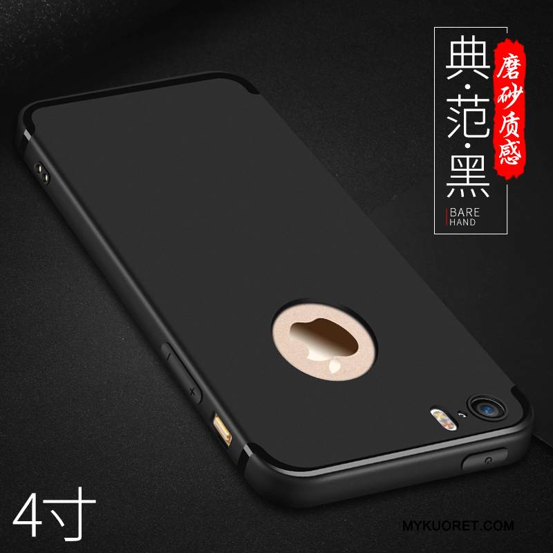Kuori iPhone 5/5s Silikoni Yksinkertainen Musta, Kotelo iPhone 5/5s Pehmeä Neste Ultra Ohut