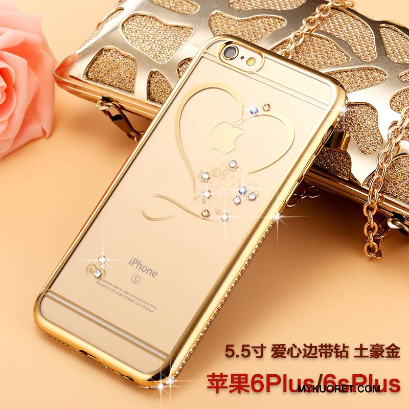 Kuori iPhone 6/6s Plus Suojaus Kulta Puhelimen Kuoret, Kotelo iPhone 6/6s Plus Strassi Tide-brändi Läpinäkyvä