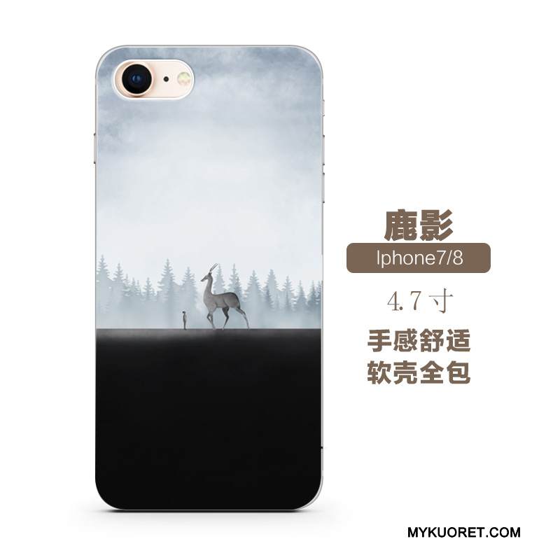 Kuori iPhone 7 Laukut Kiinalainen Tyyli Murtumaton, Kotelo iPhone 7 Pehmeä Neste Musta Puhelimen Kuoret